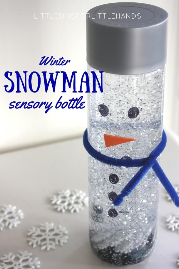 winter snowman sensory bottle 