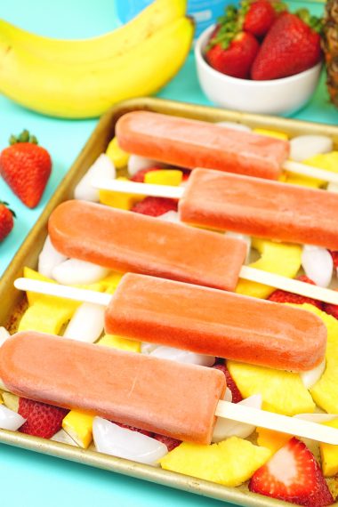 yummy tropical fruit pop on freezer tray