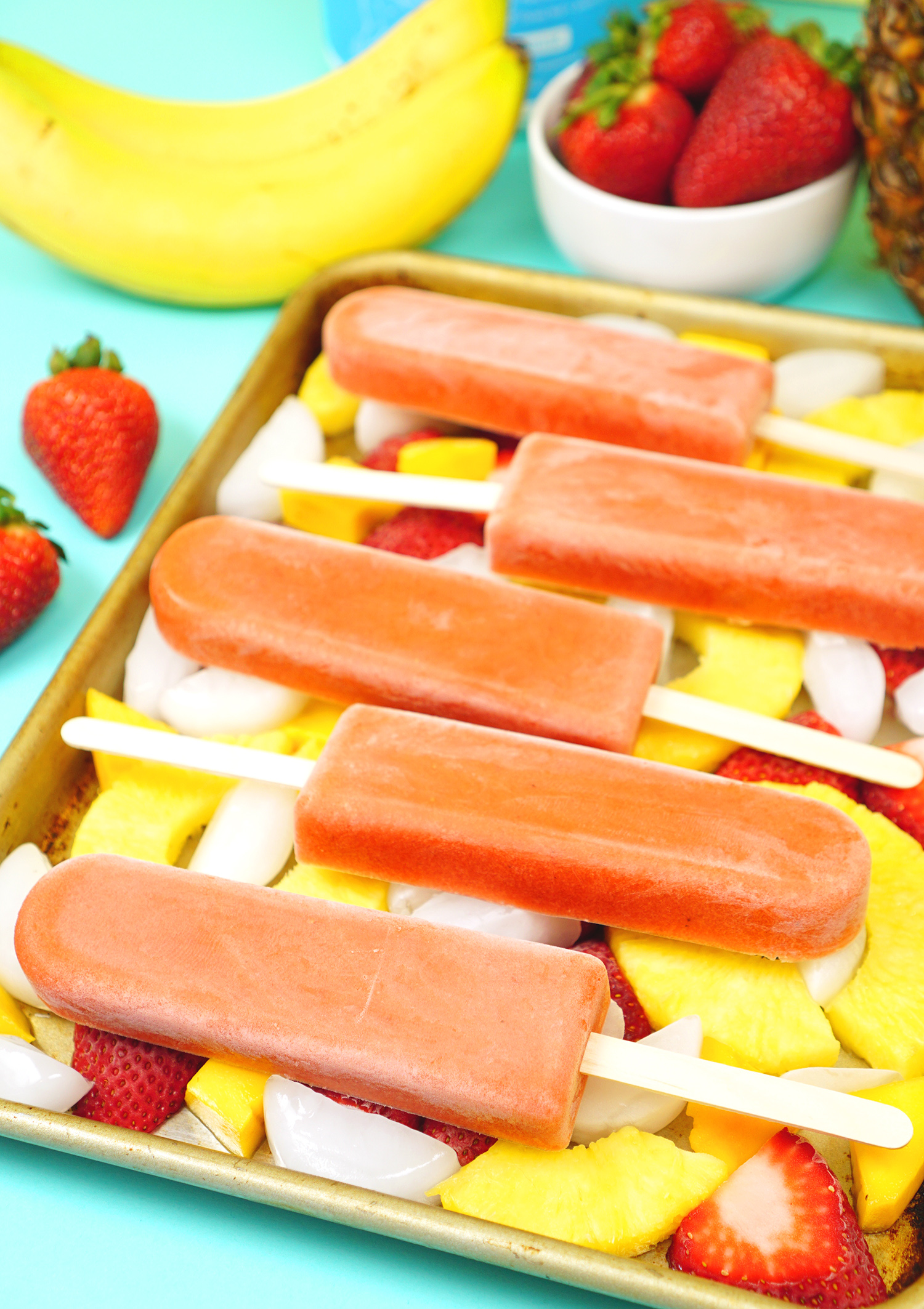 yummy tropical fruit pop on freezer tray