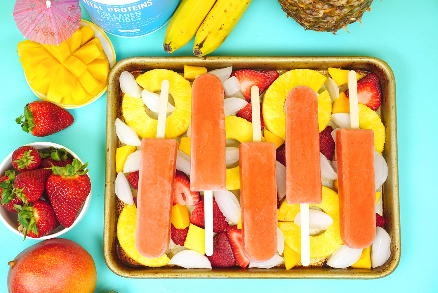 delicious diy fruit pops on tray with fruit slices 