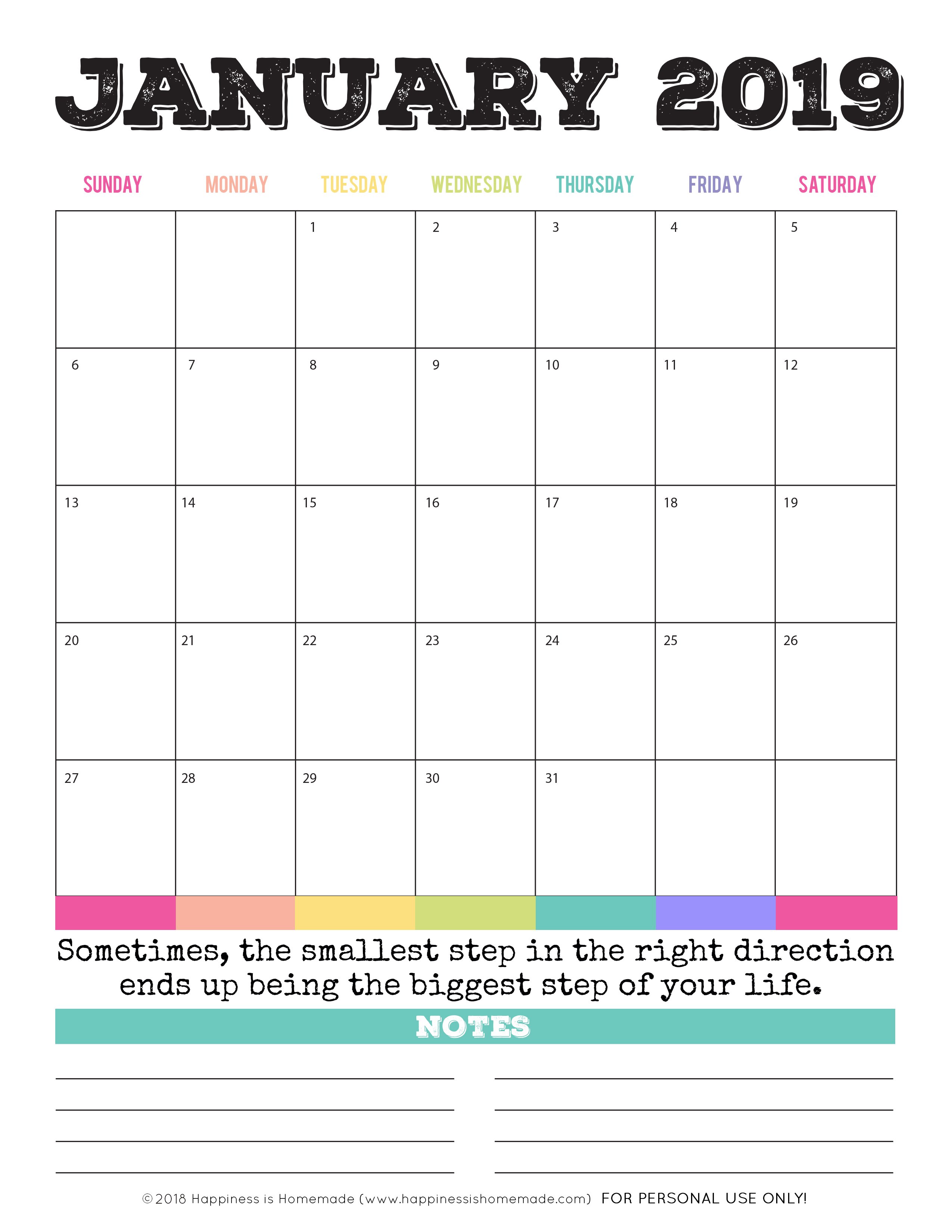 2018 2019 Free Printable Calendar Printable Monthly