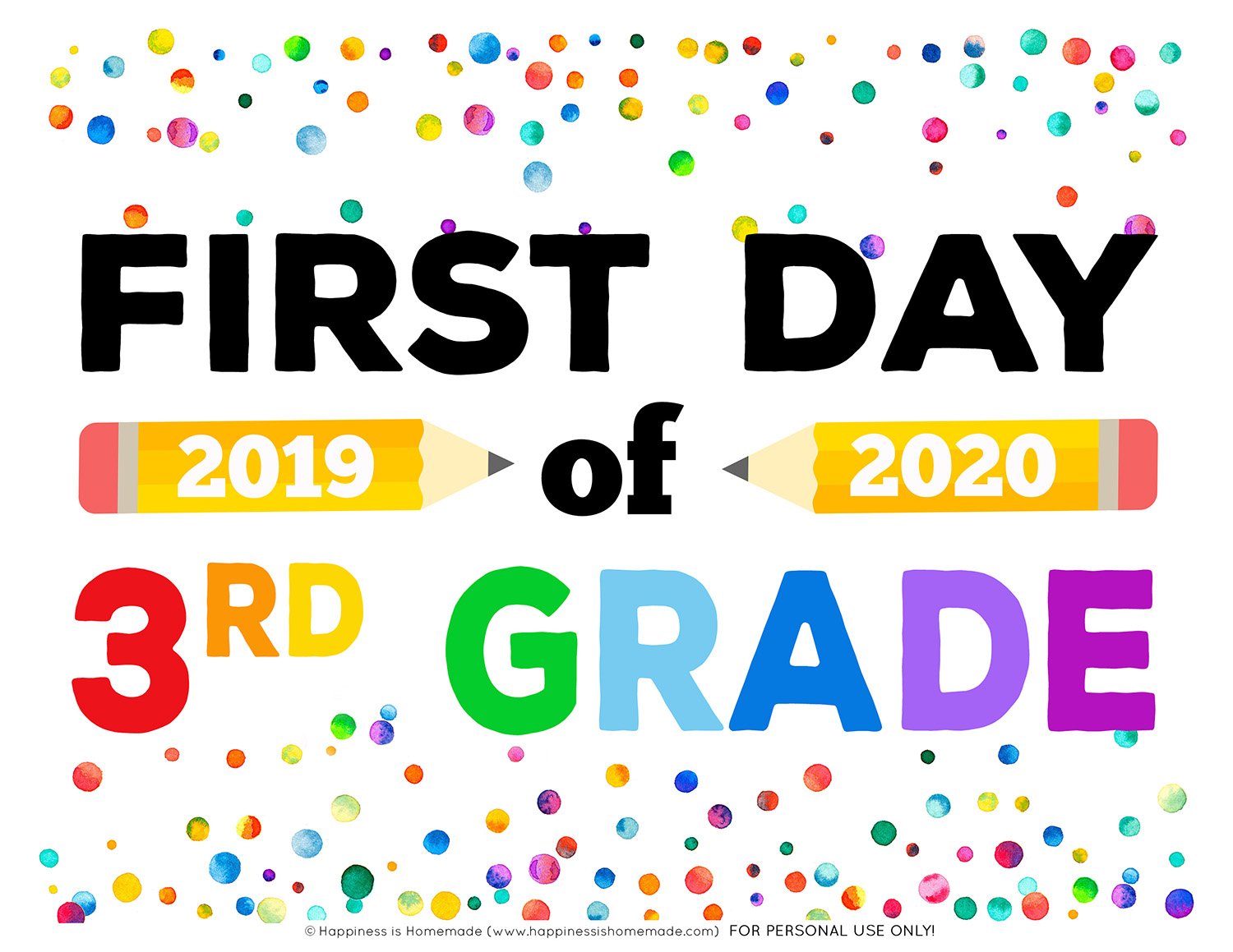 First Day Of Third Grade Printable Free