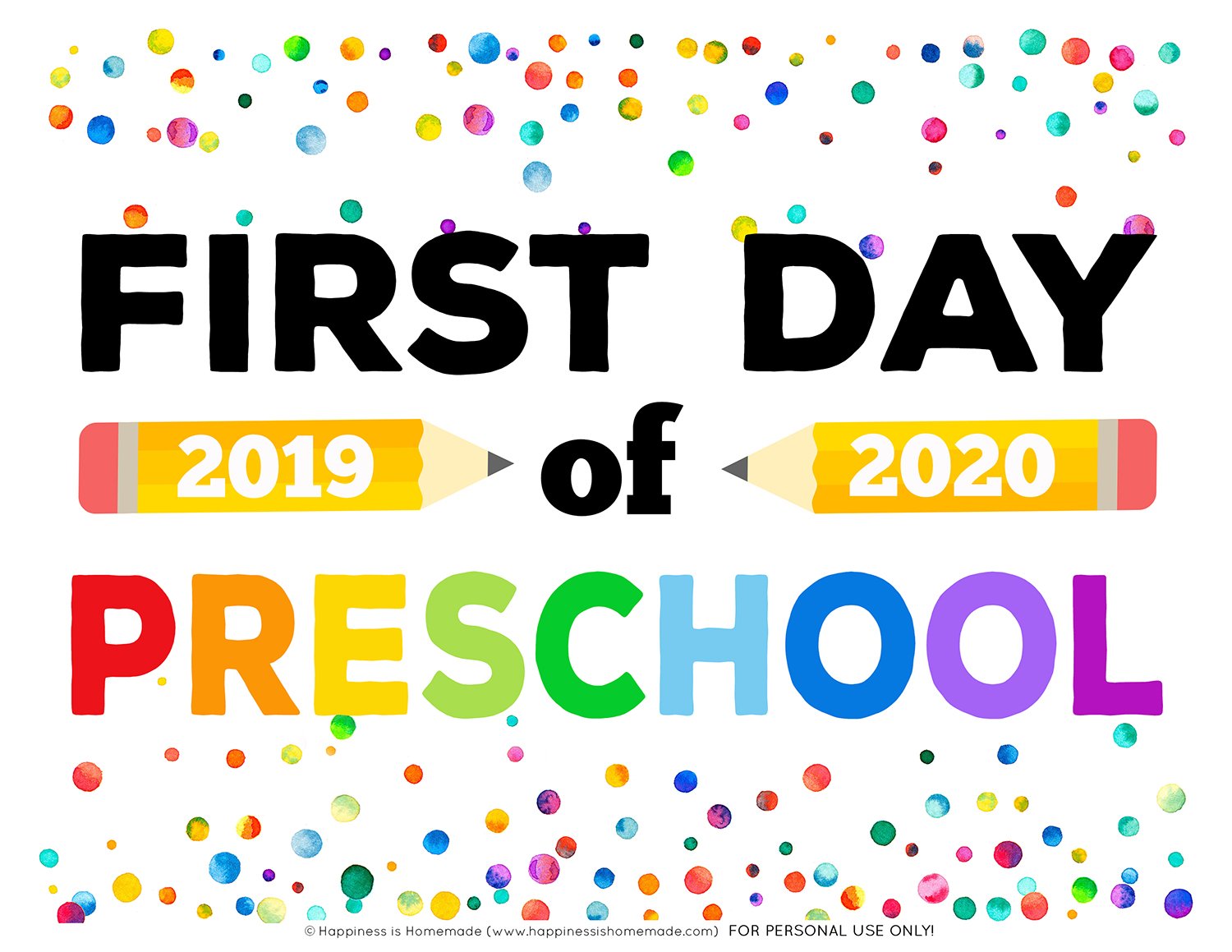 Free First Day Of Preschool Printables