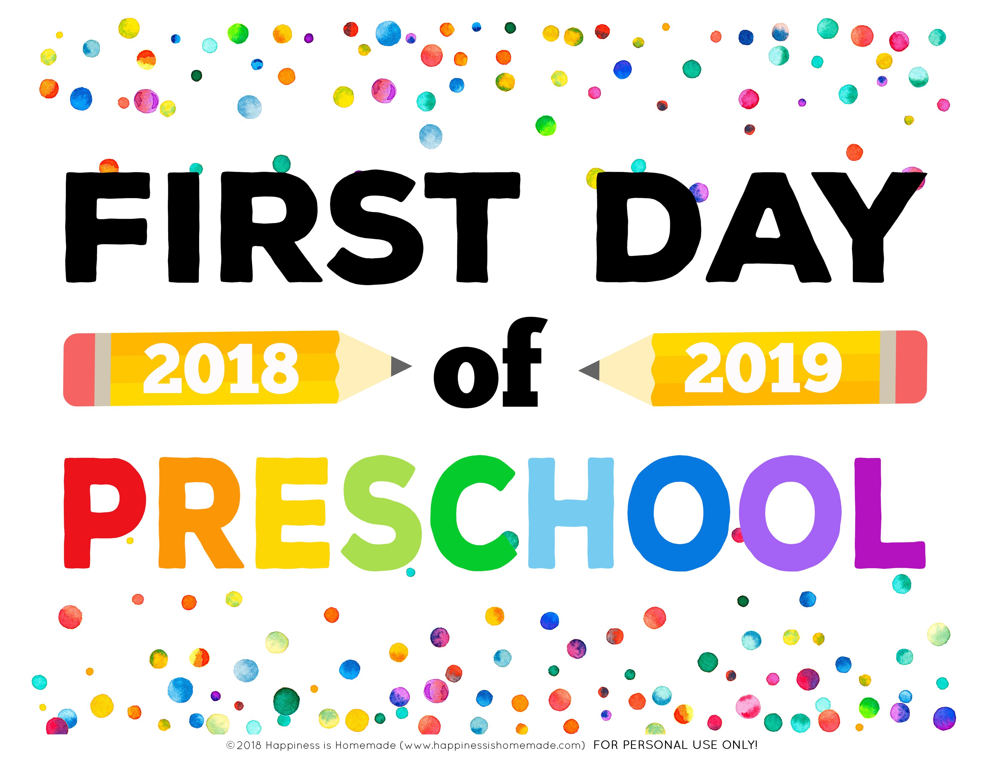 First Day of Preschool Sign - First Day Of Kindergarten Printable