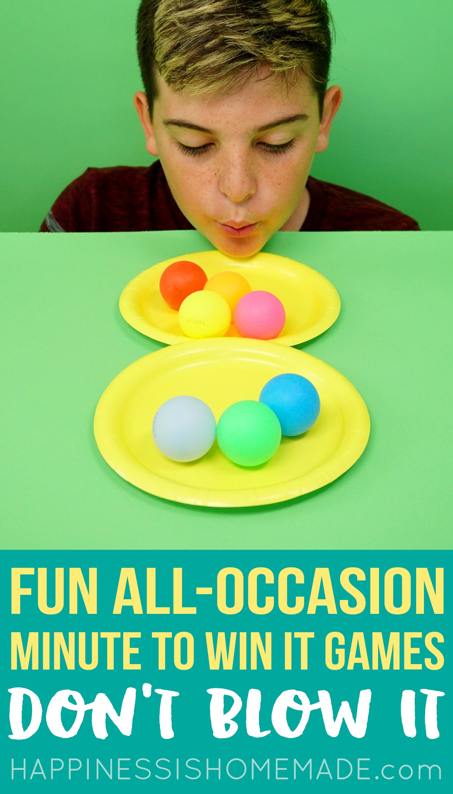 Fun Minute to Win It Games that are great for kids, teens, adults, & groups of all sizes! 12 Silly Minute to Win It Party Games for all ages and occasions! Fun Minute to Win It Games - Don't Blow It