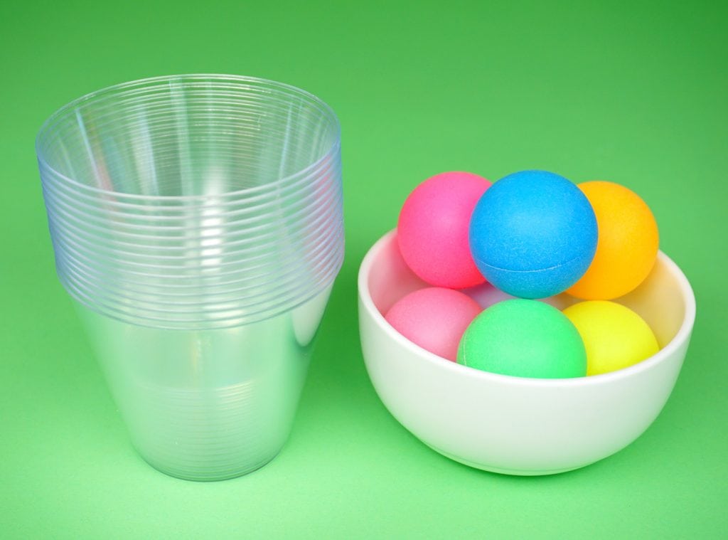 ping pong balls and cups 