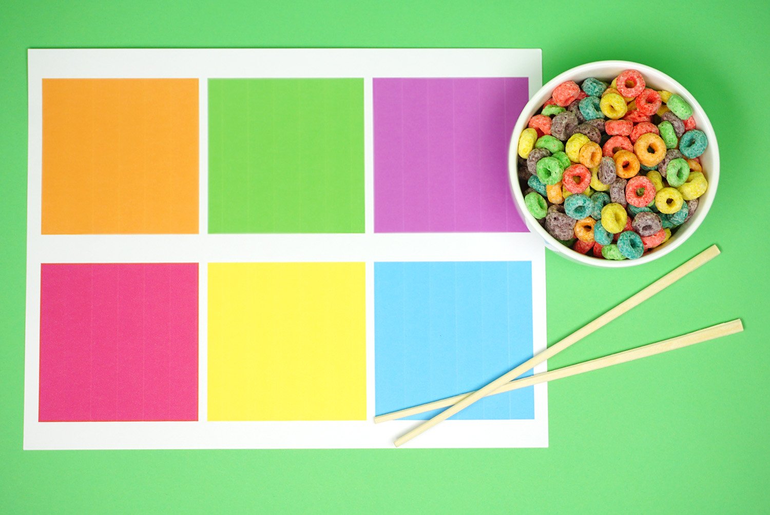 Froot Loops and Color Sorting Mat with Chopsticks