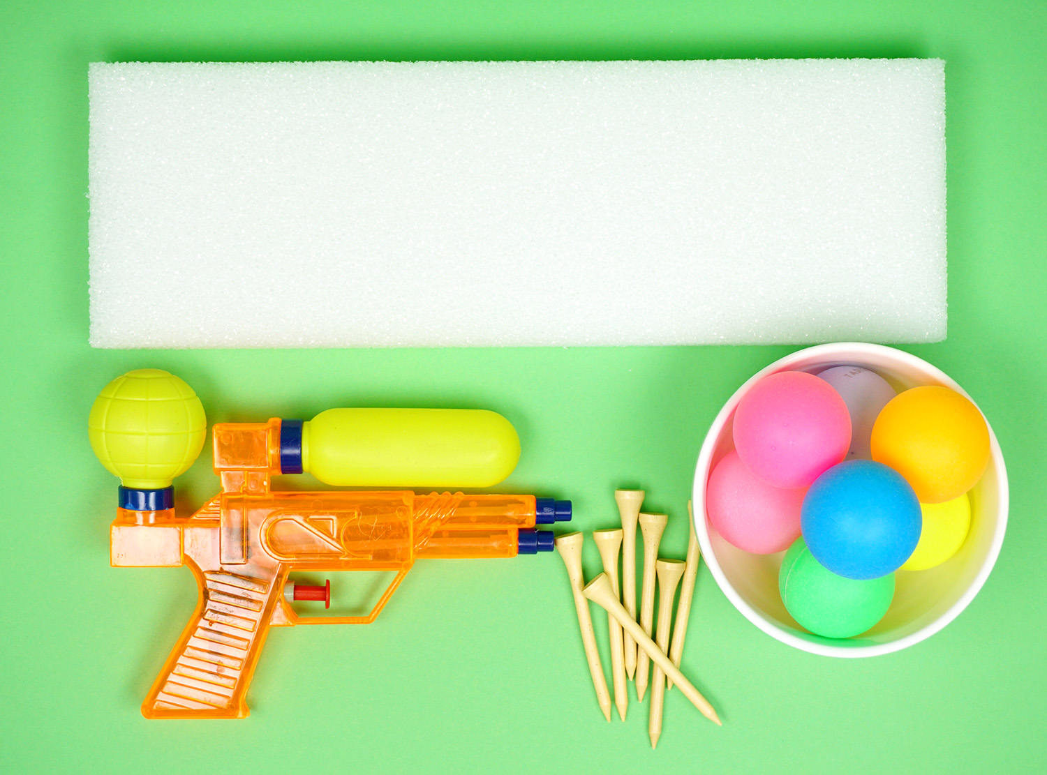 Minute to Win It Game Supplies - Squirt Guns, Ping Pong Balls, and Golf Tees