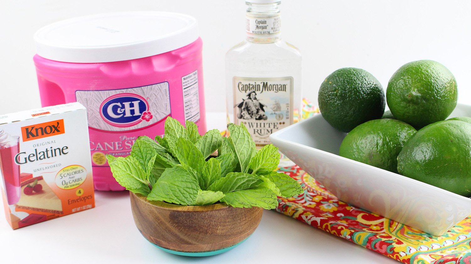 ingredients for making mojito jello shots