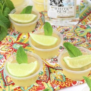 mojito jello shots with lemon wedges