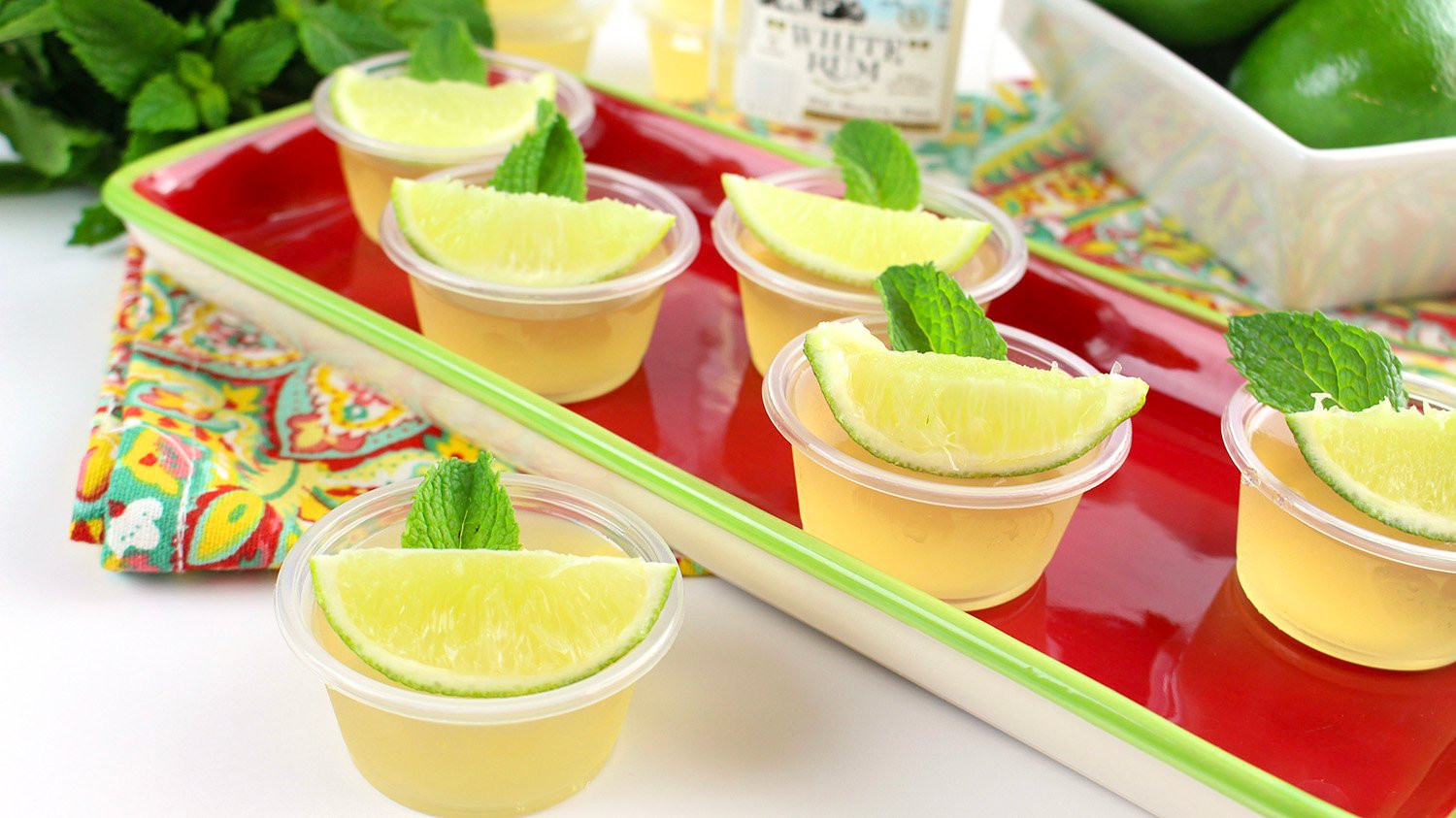 mojito jello shots with lime and mint