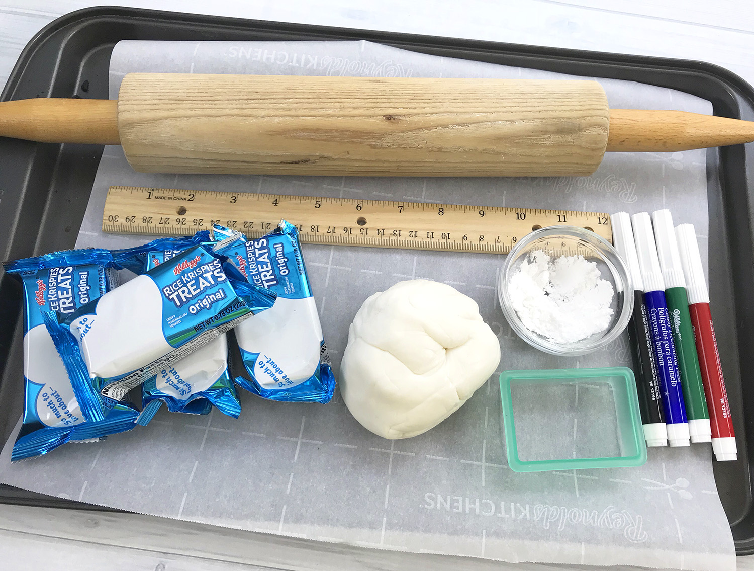 supplies for making rice krispie treat recipe