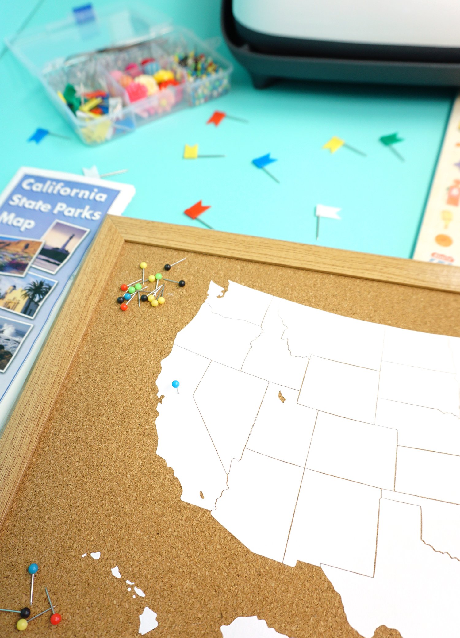 california pin on travel cork board map