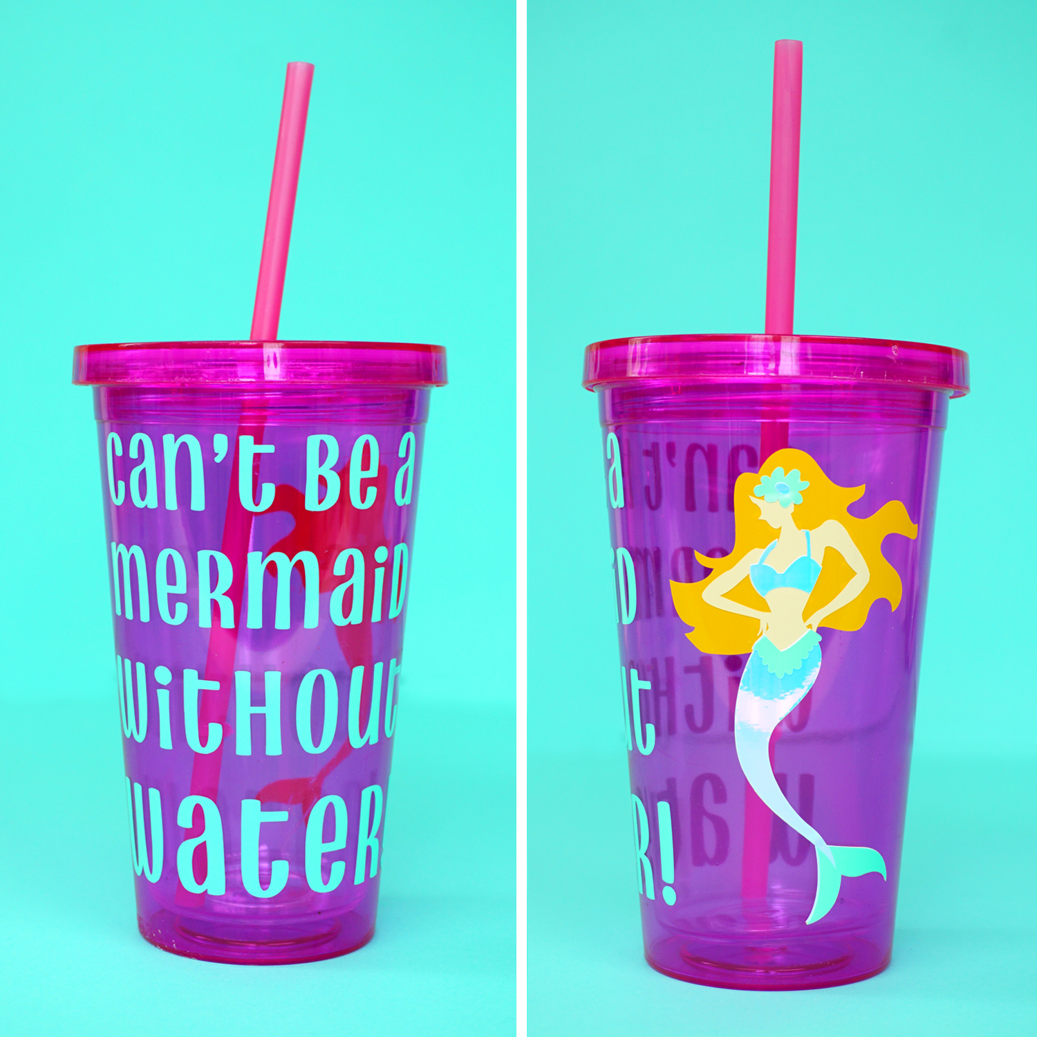 mermaid tumbler made with cricut