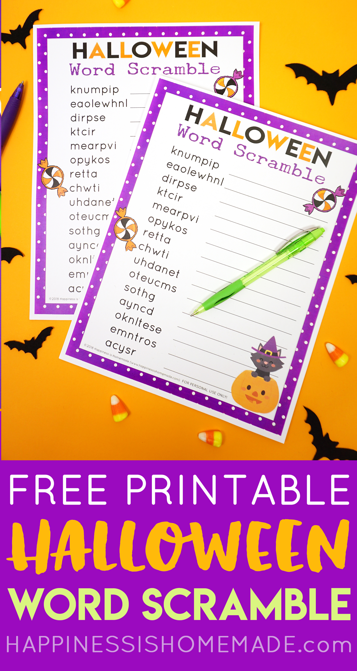 free printable halloween word scramble