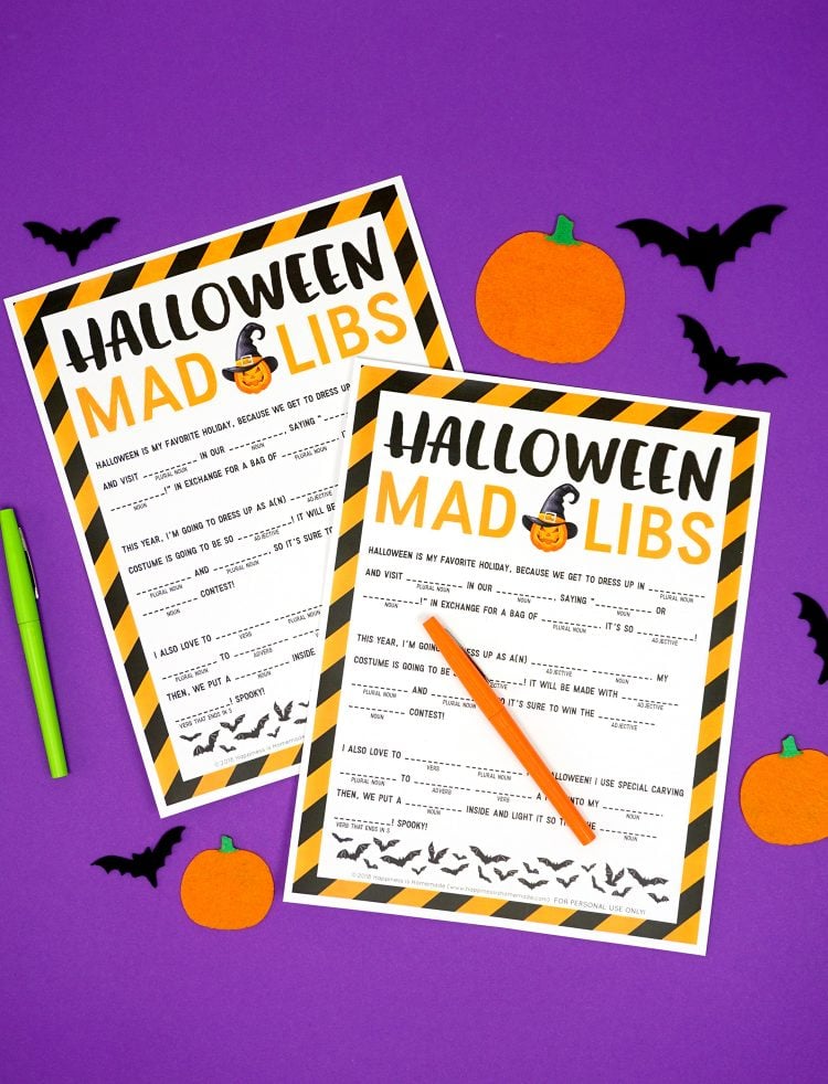 free printable halloween mad libs game