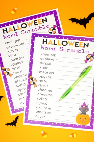 printable halloween word scramble