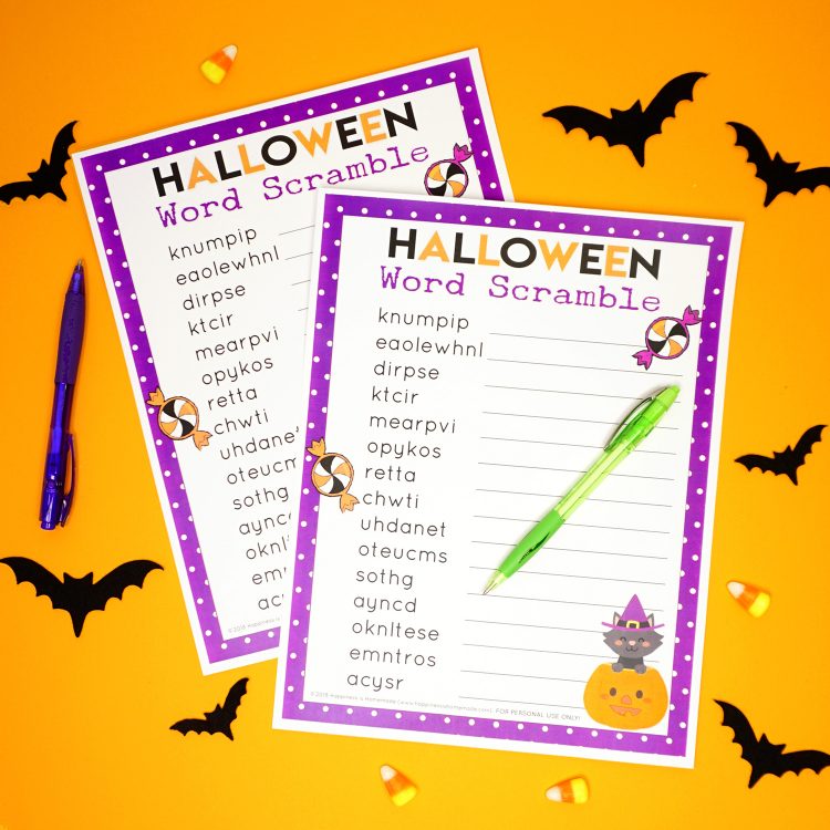 printable halloween word scramble for kids and adults