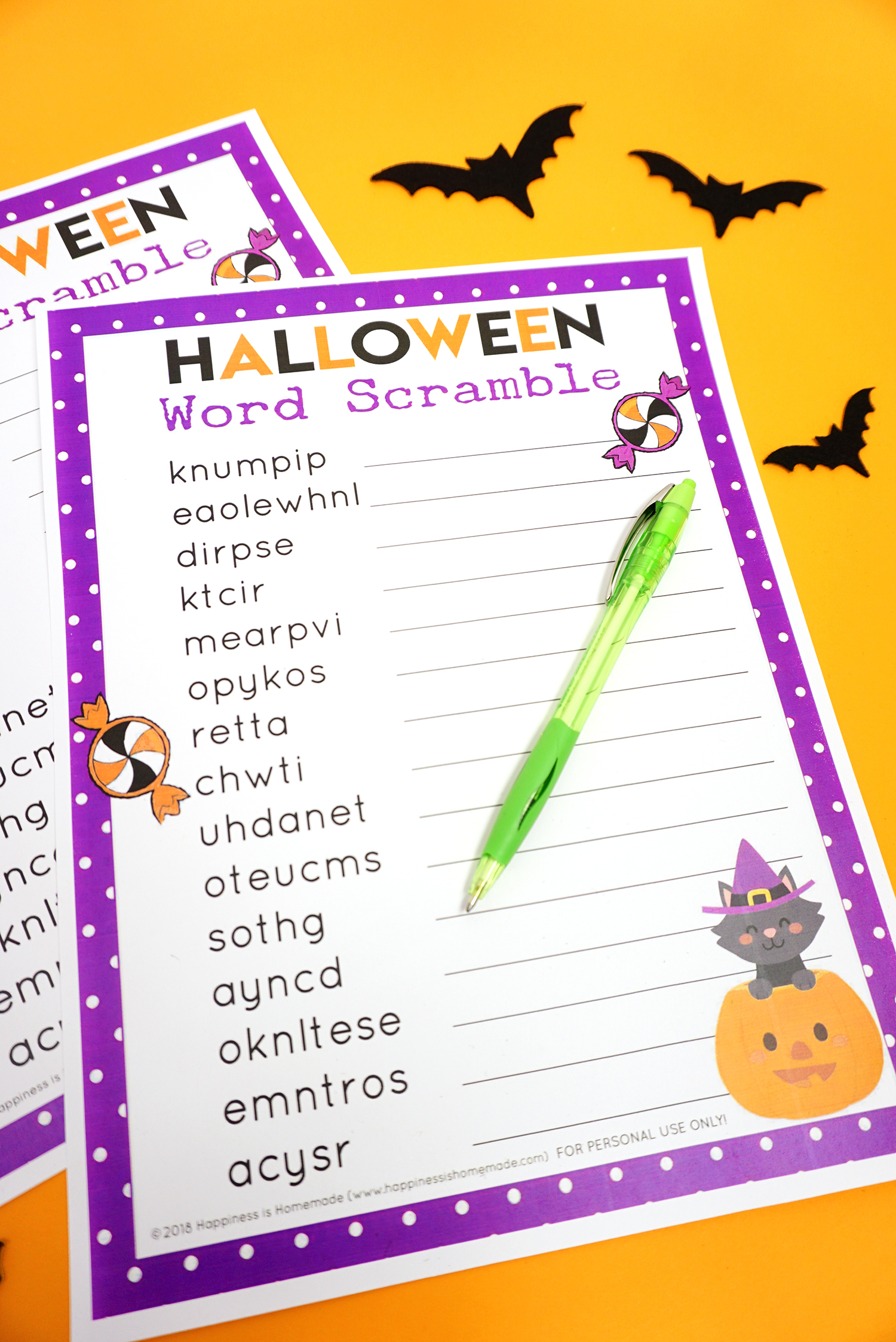 printable halloween word scramble game