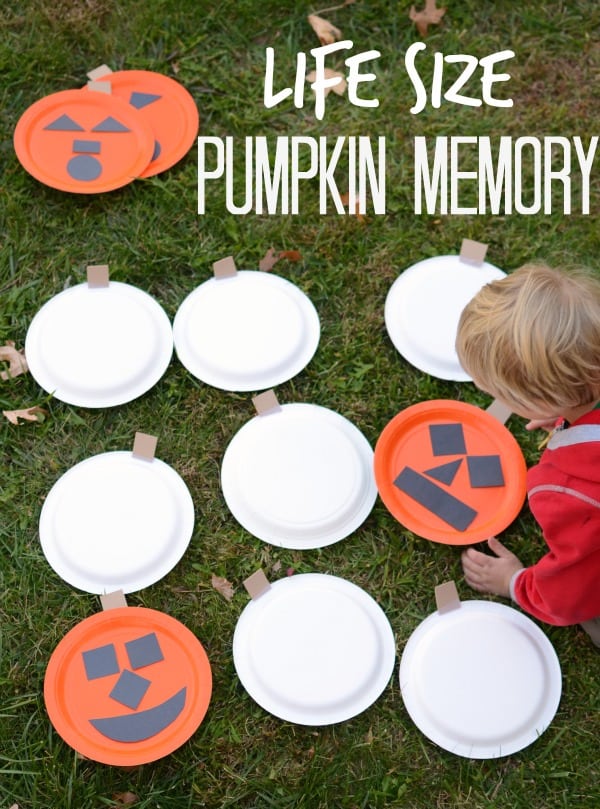 life size pumpkin memory game being played