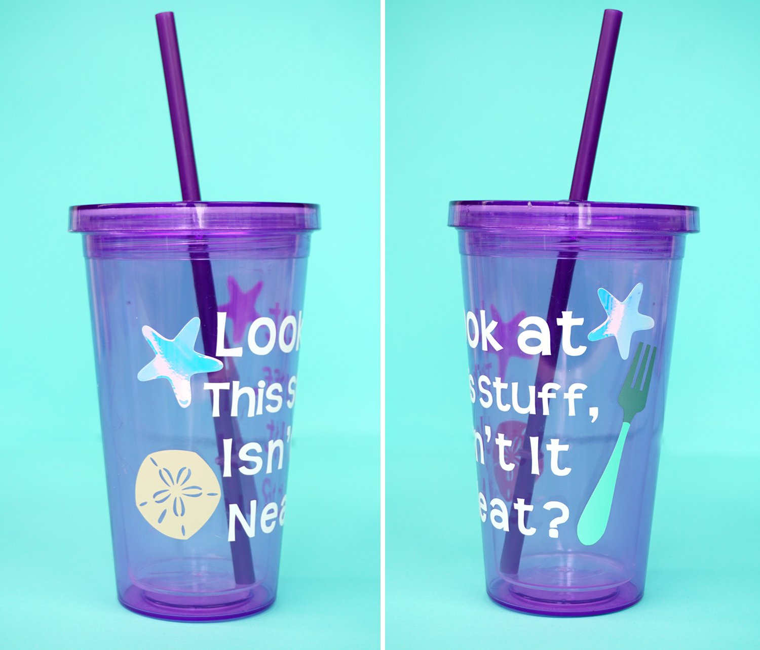 cute mermaid tumbler with curved text