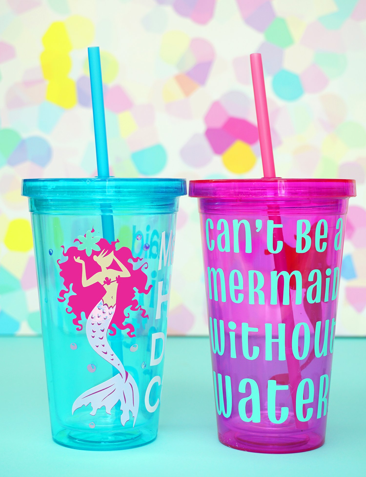 mermaid tumbler glass cup made with cricut