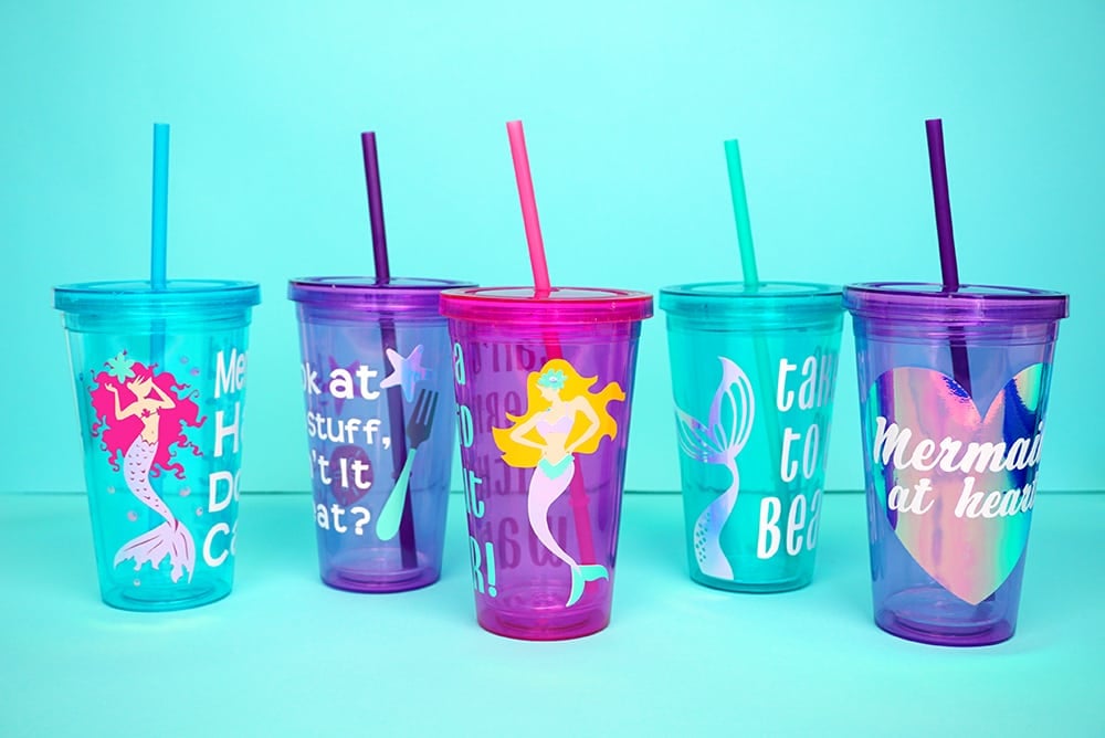 cute diy mermaid tumblers made with cricut 