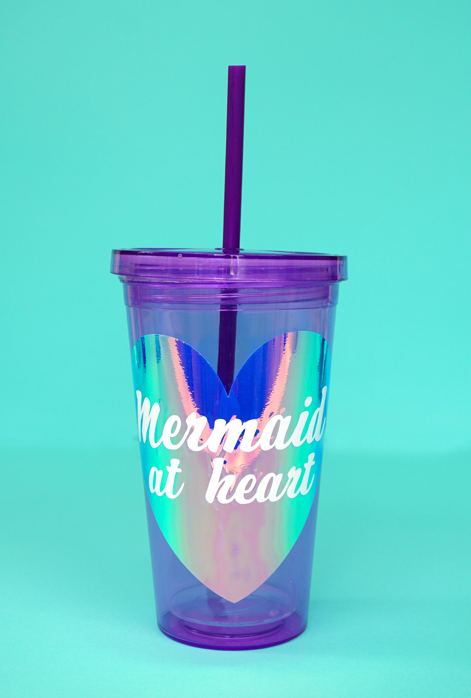 diy mermaid at heart tumbler made with cricut