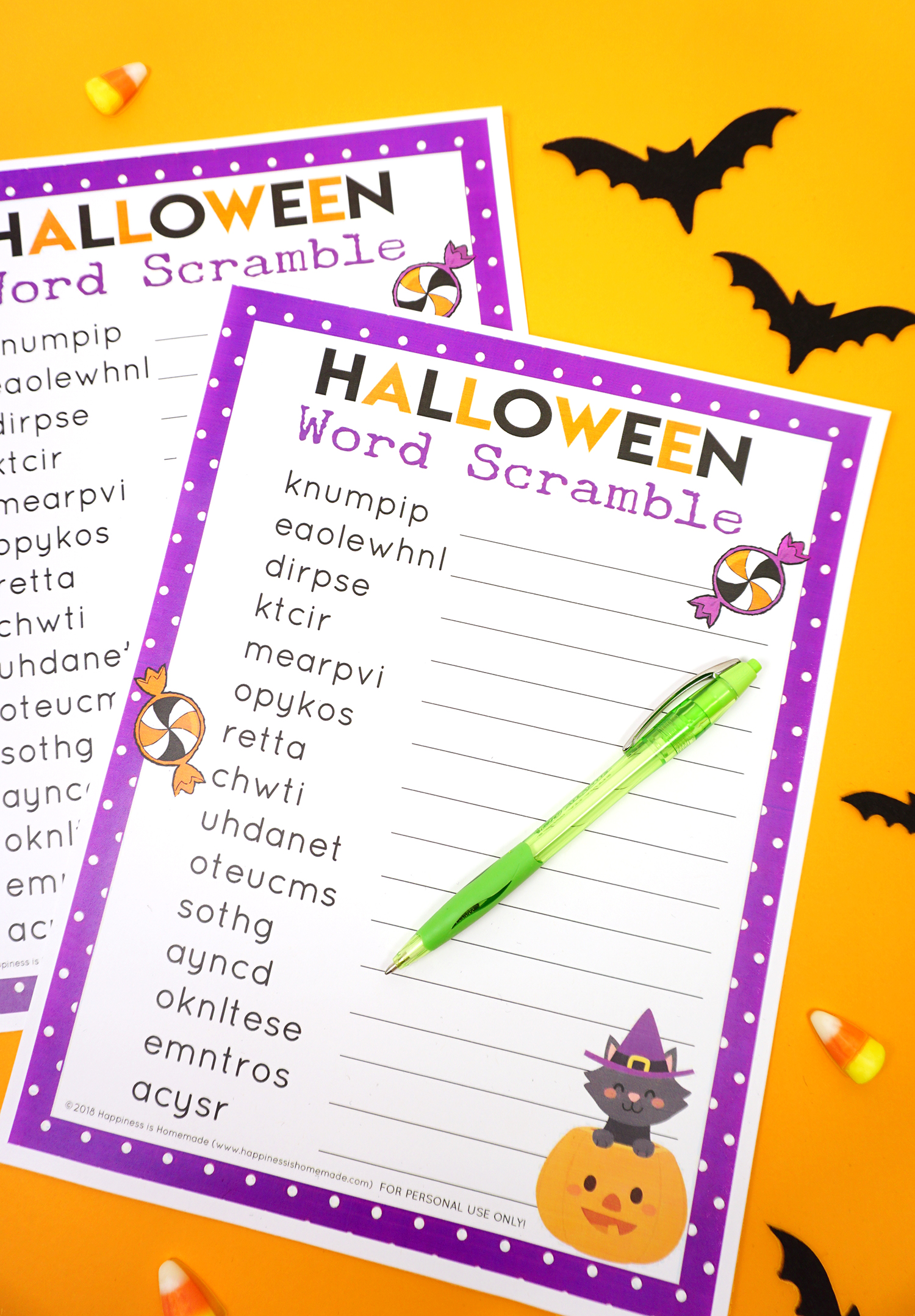 free halloween game printable word scramble