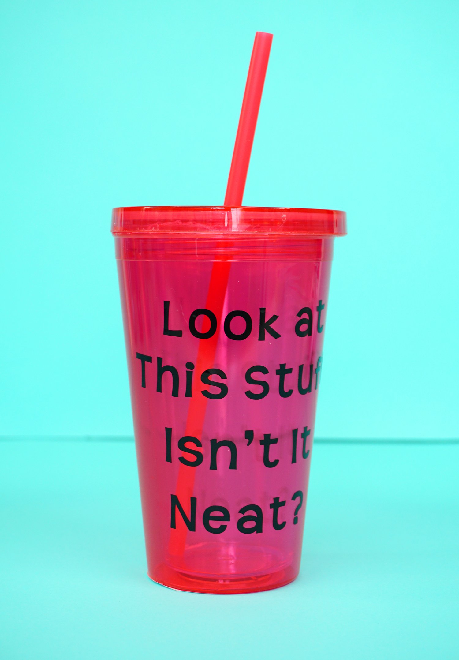 look at this stuff, isnt it neat? printed on red tumbler