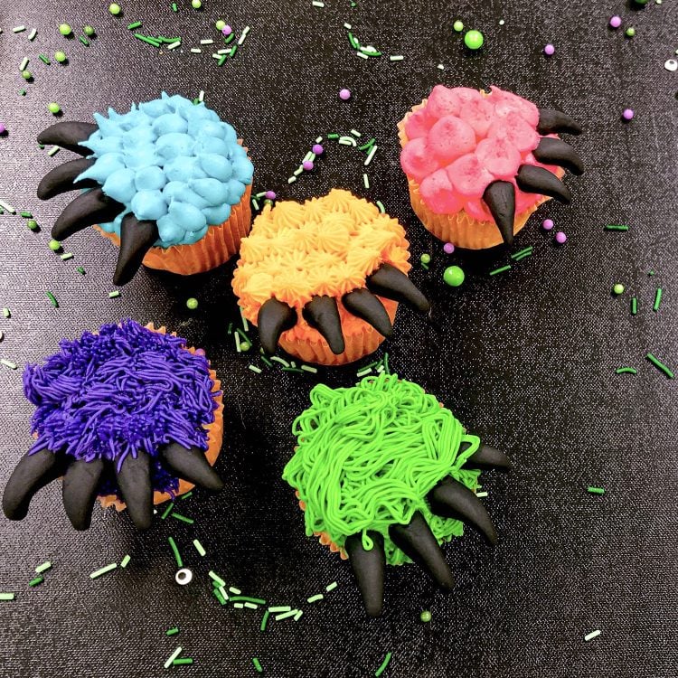 monster claw cupcakes