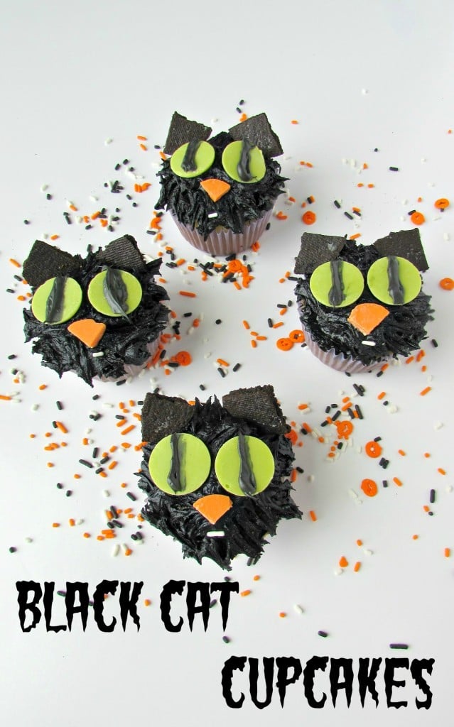 black cat cupcakes for halloween