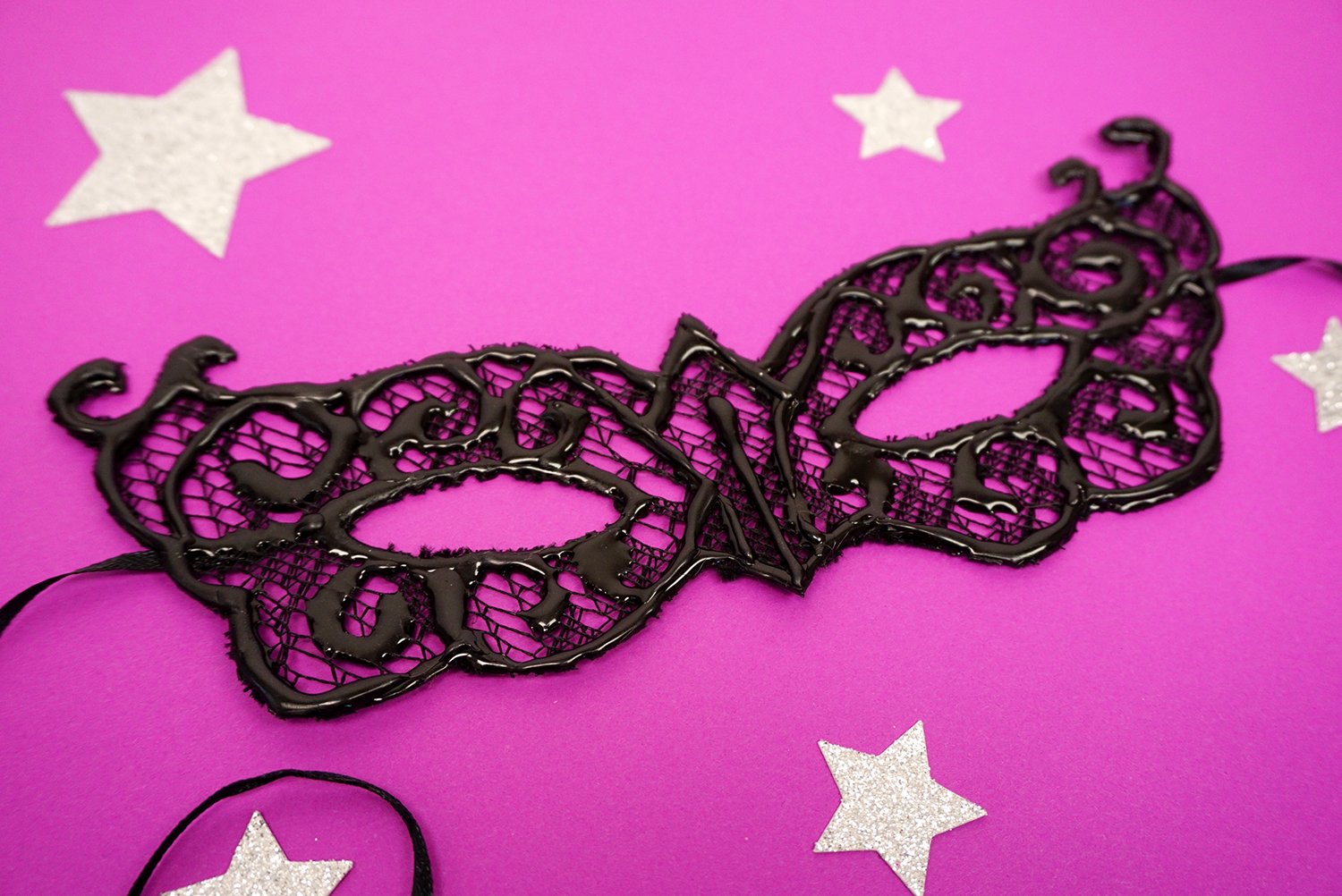 finished masquerade mask fully trimmed