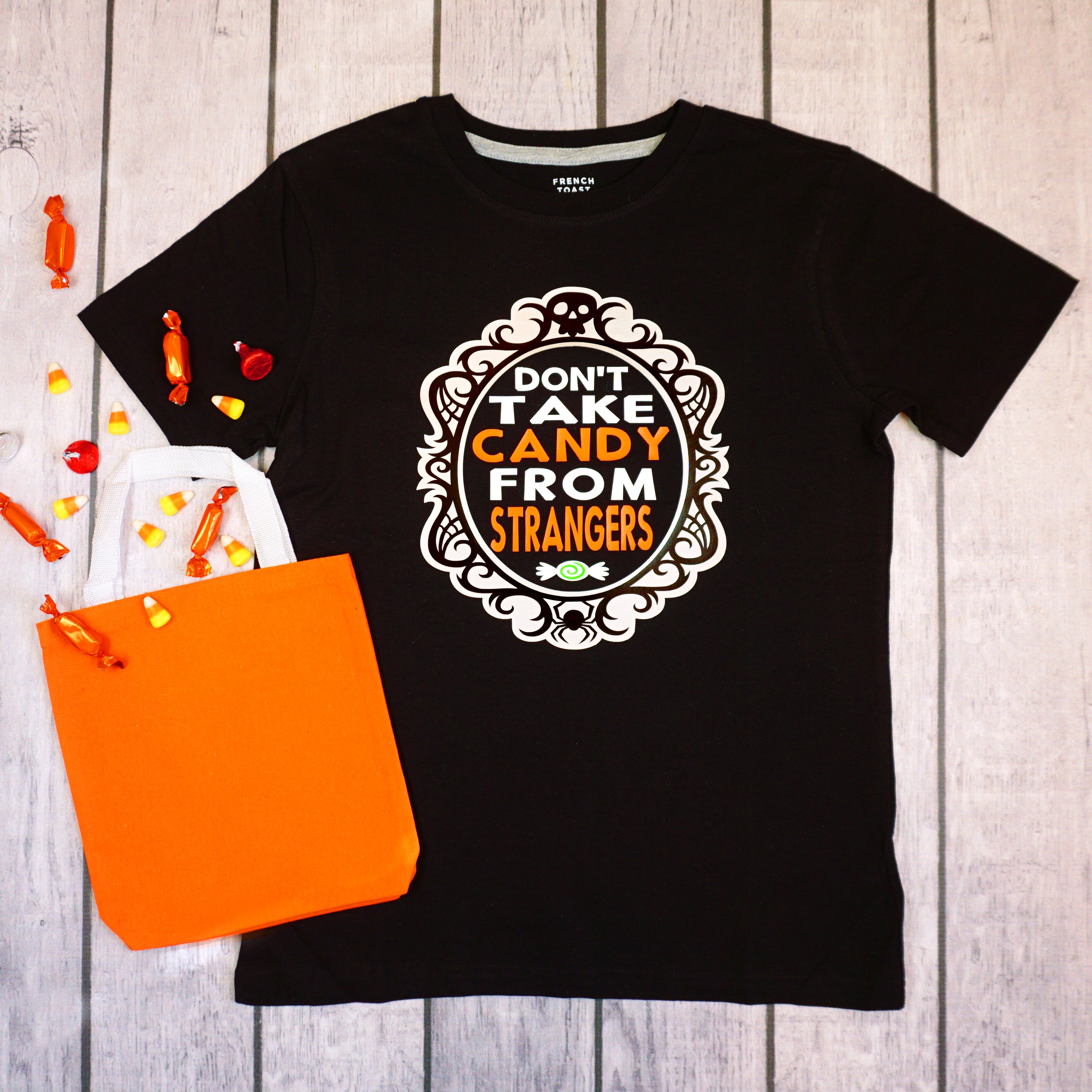 don\'t take candy from strangers shirt and candy bag 