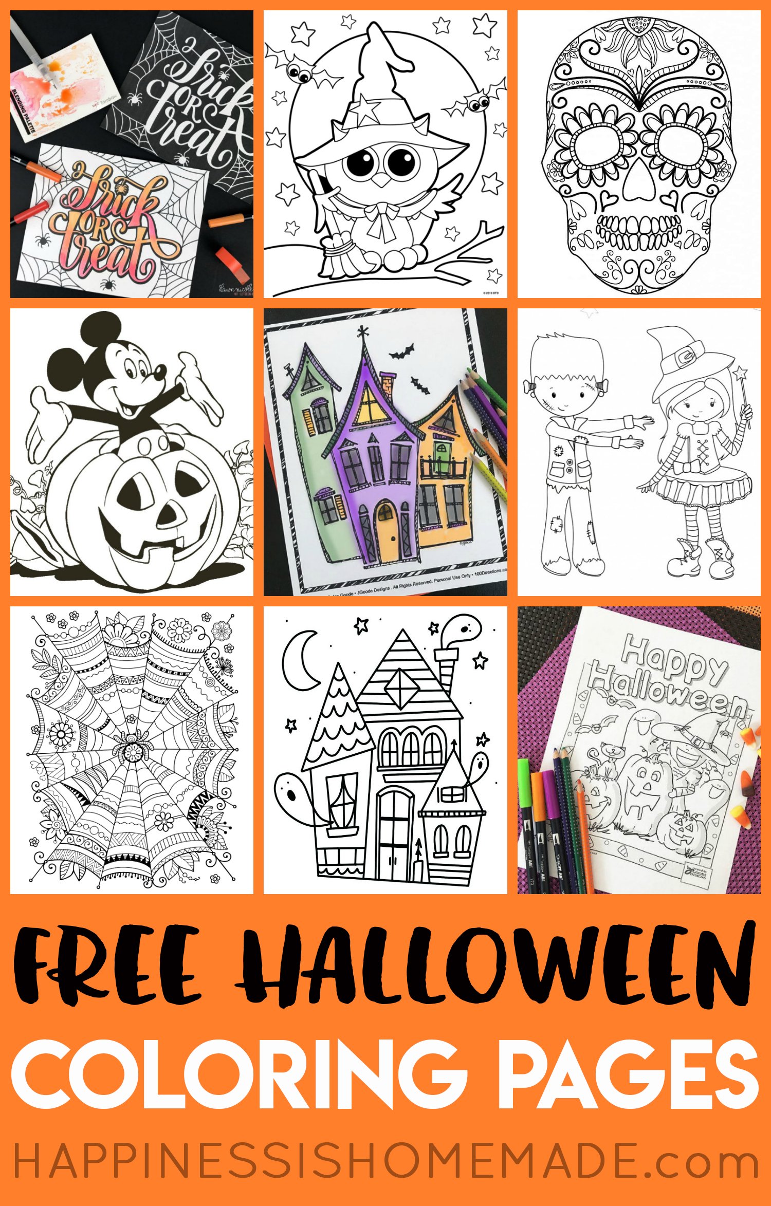 60+ FREE Halloween Coloring Pages for Adults & Kids - Happiness is