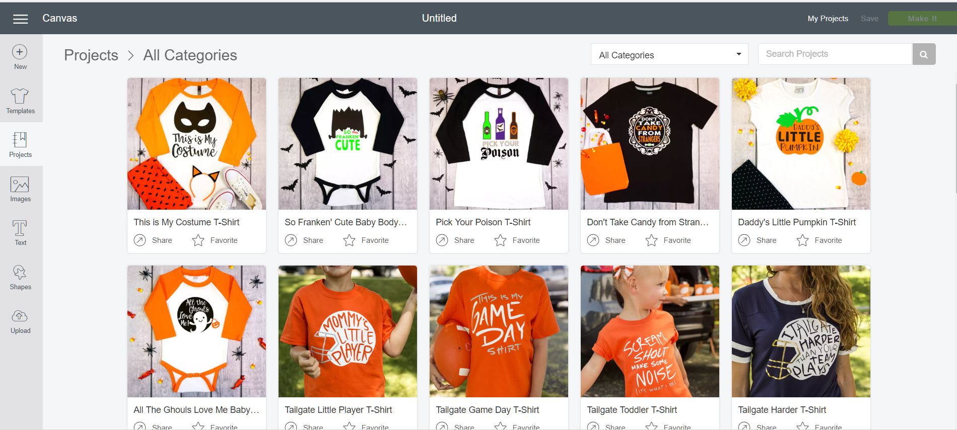 halloween shirt collection in cricut design space