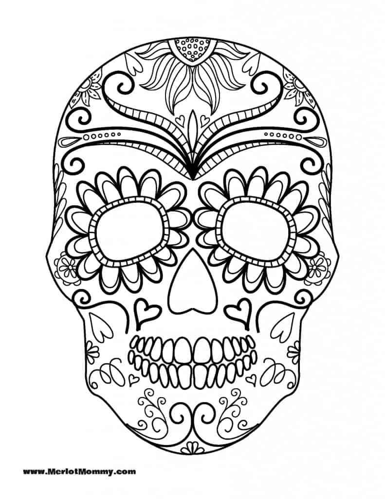 Sugar skull coloring page for Halloween