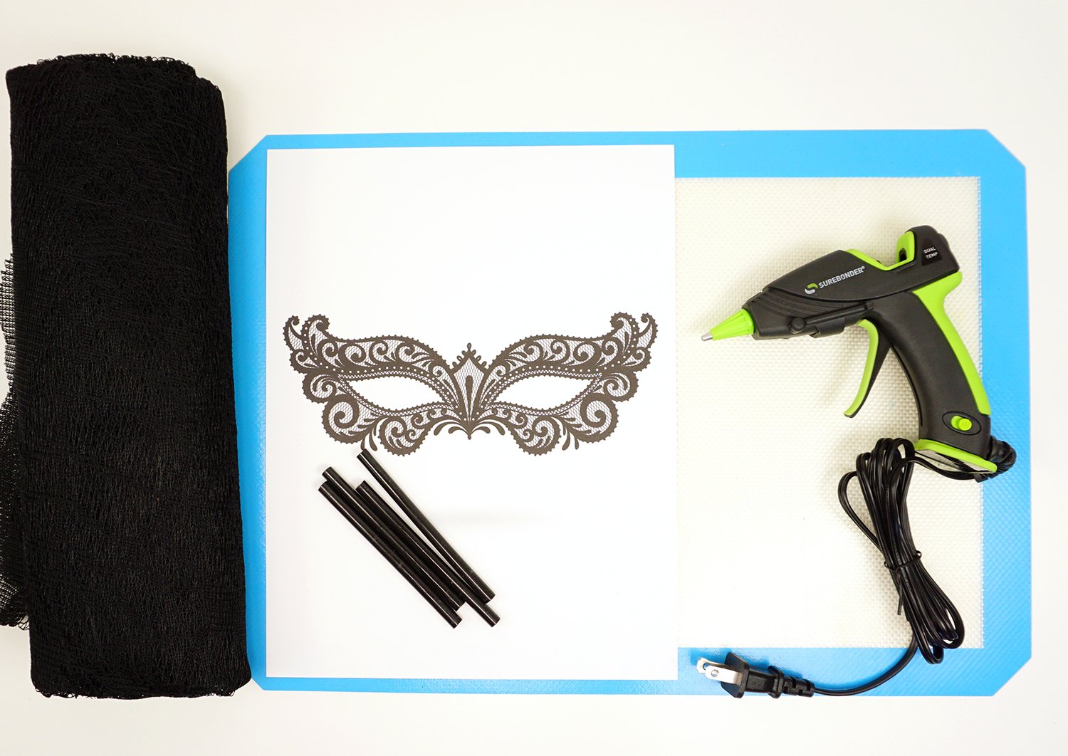 supplies used for hot glue mask
