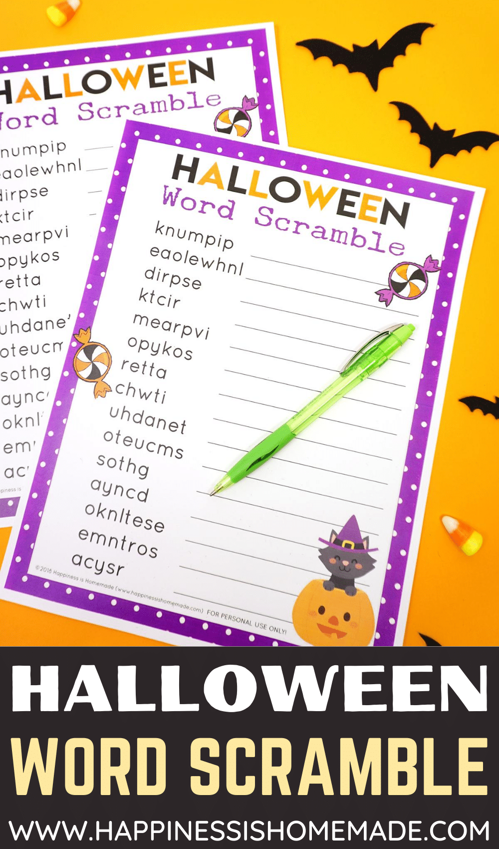 halloween word scramble game 