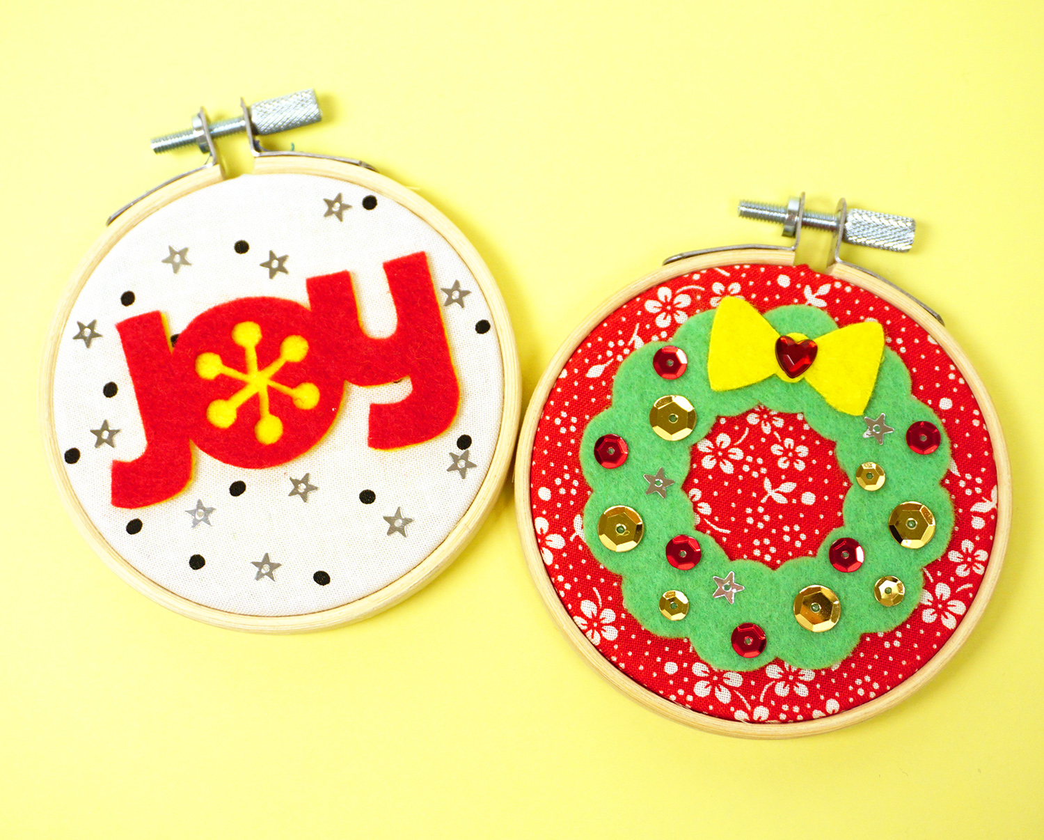 cute diy christmas hoop ornaments