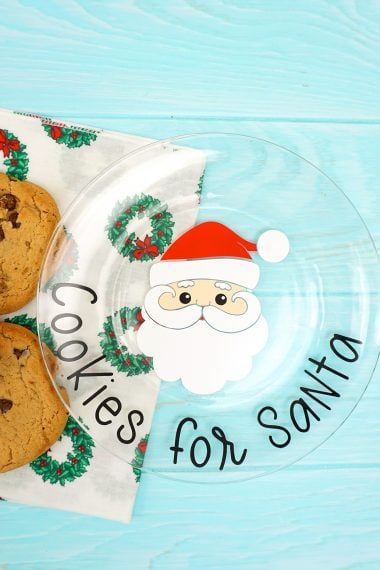 cookies for santa svg file on clear plastic plate with cookies nearby