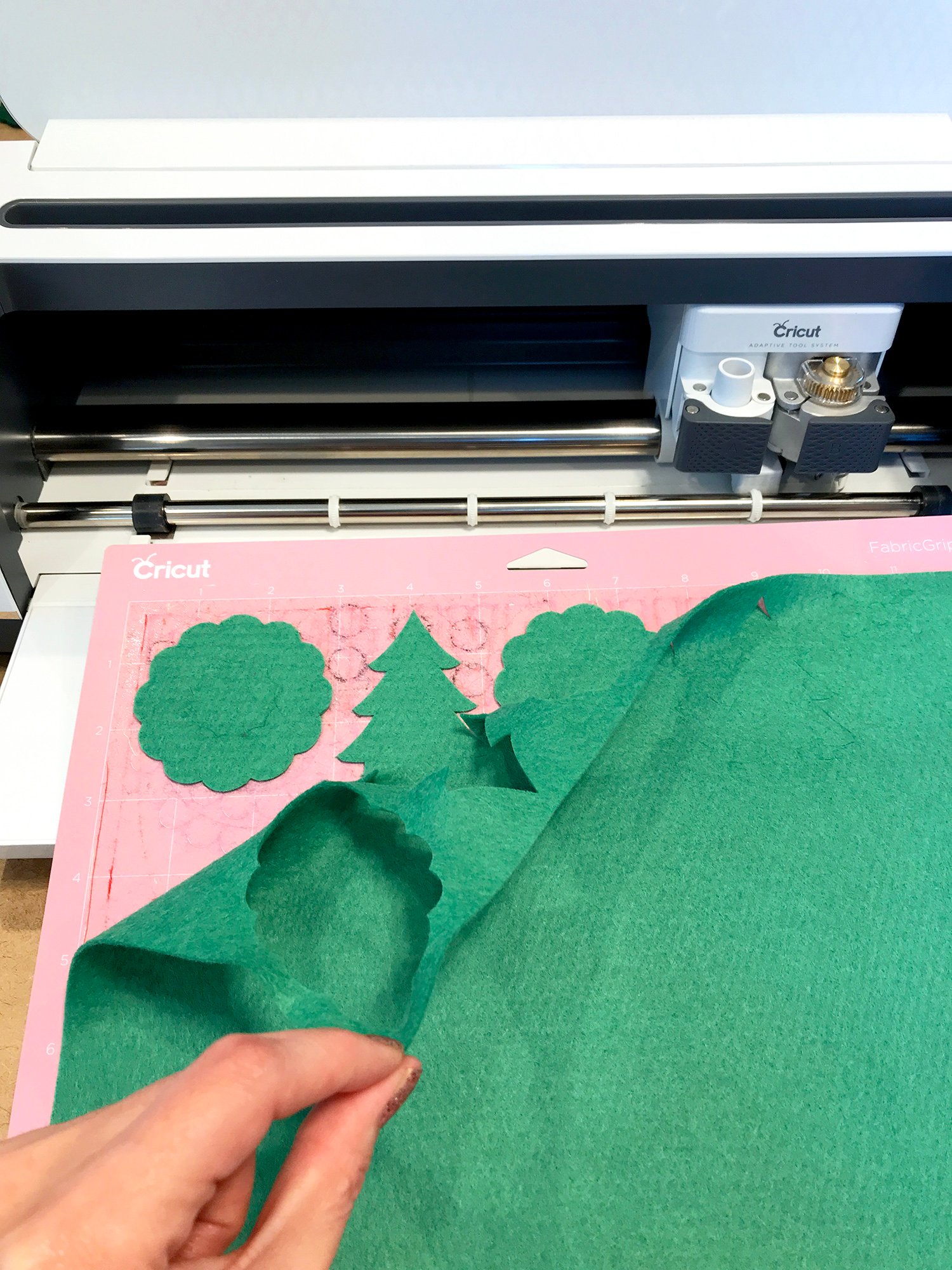 removing cut felt pieces from cutting mat