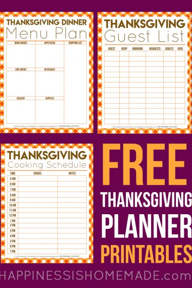 free thanksgiving meal planner printables