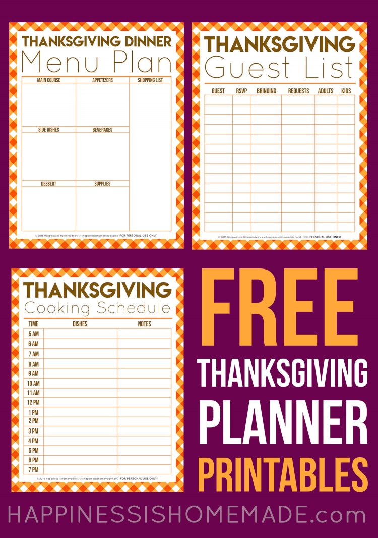 free thanksgiving meal planner printables