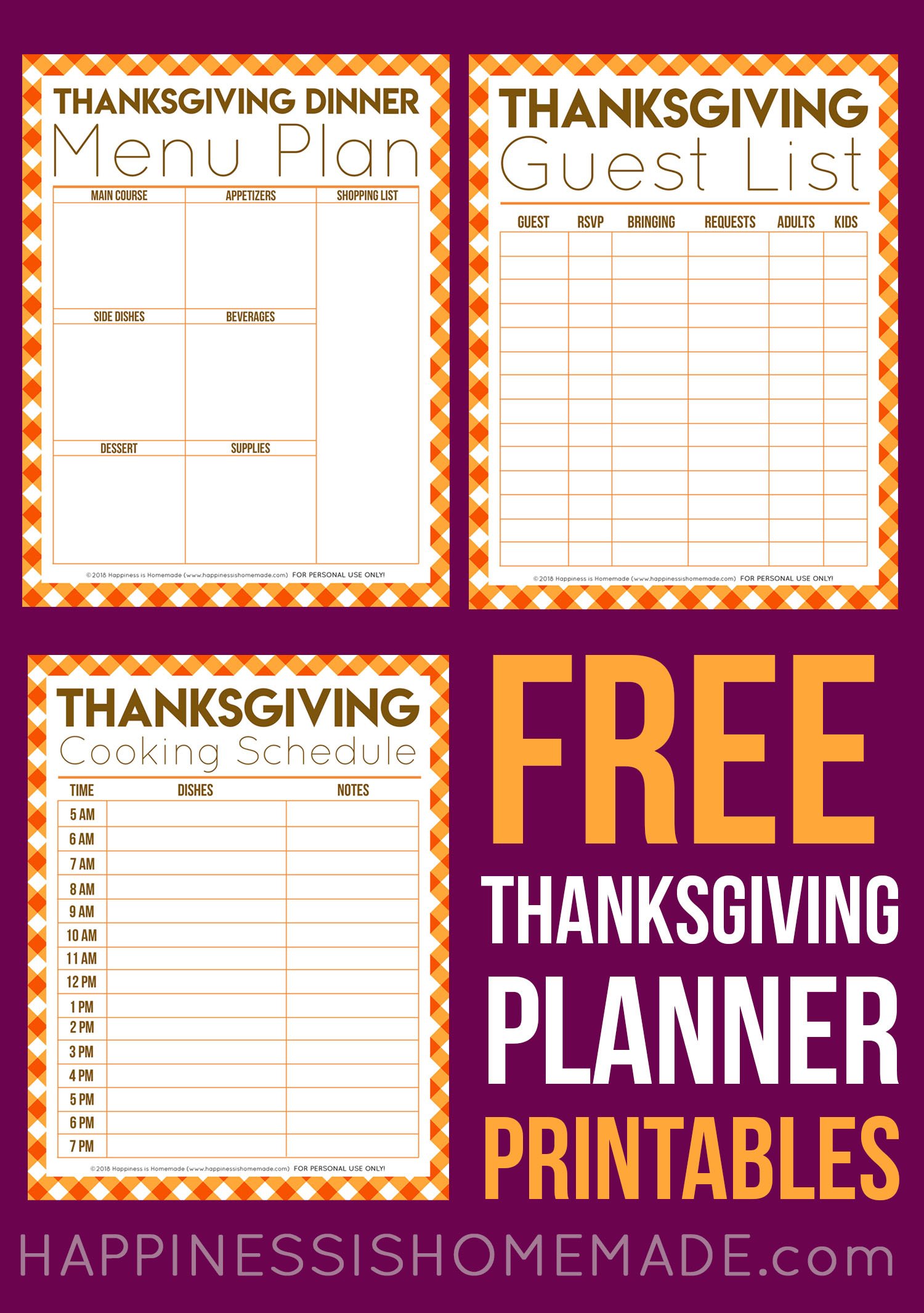 Printable Thanksgiving Menu Planner Free