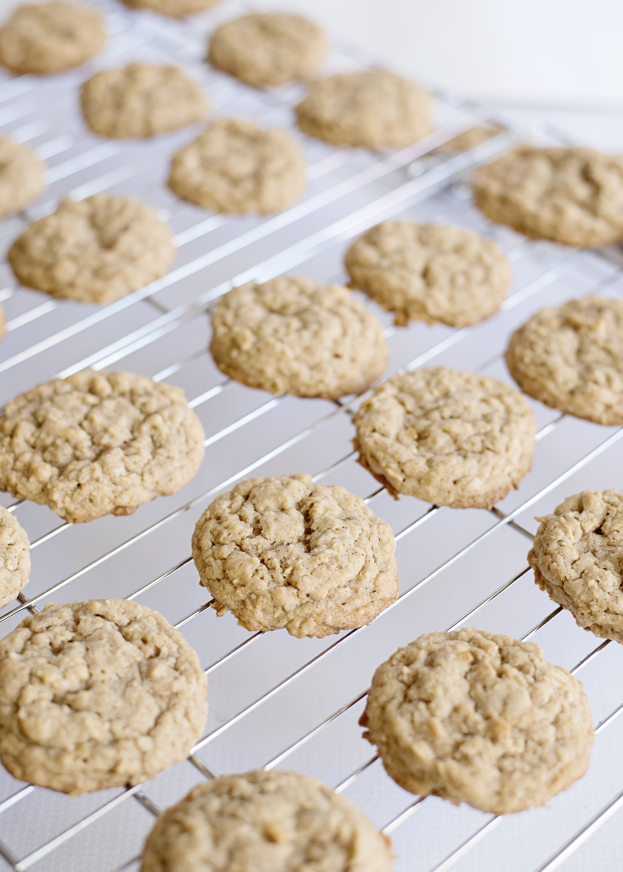 easy oatmeal cookies cooling on wire rack