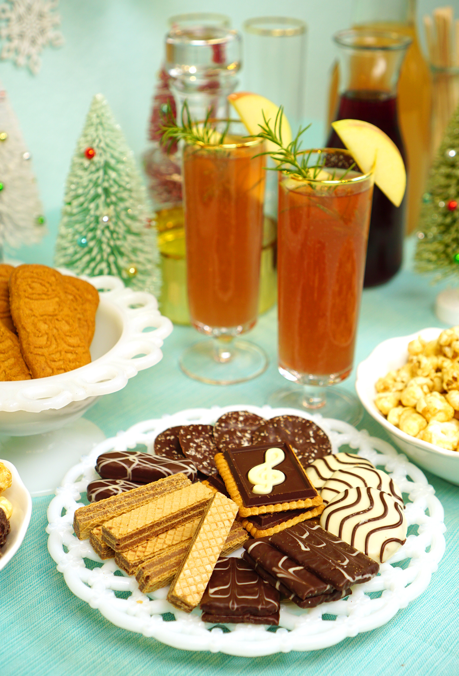 mimosas and snacks on table