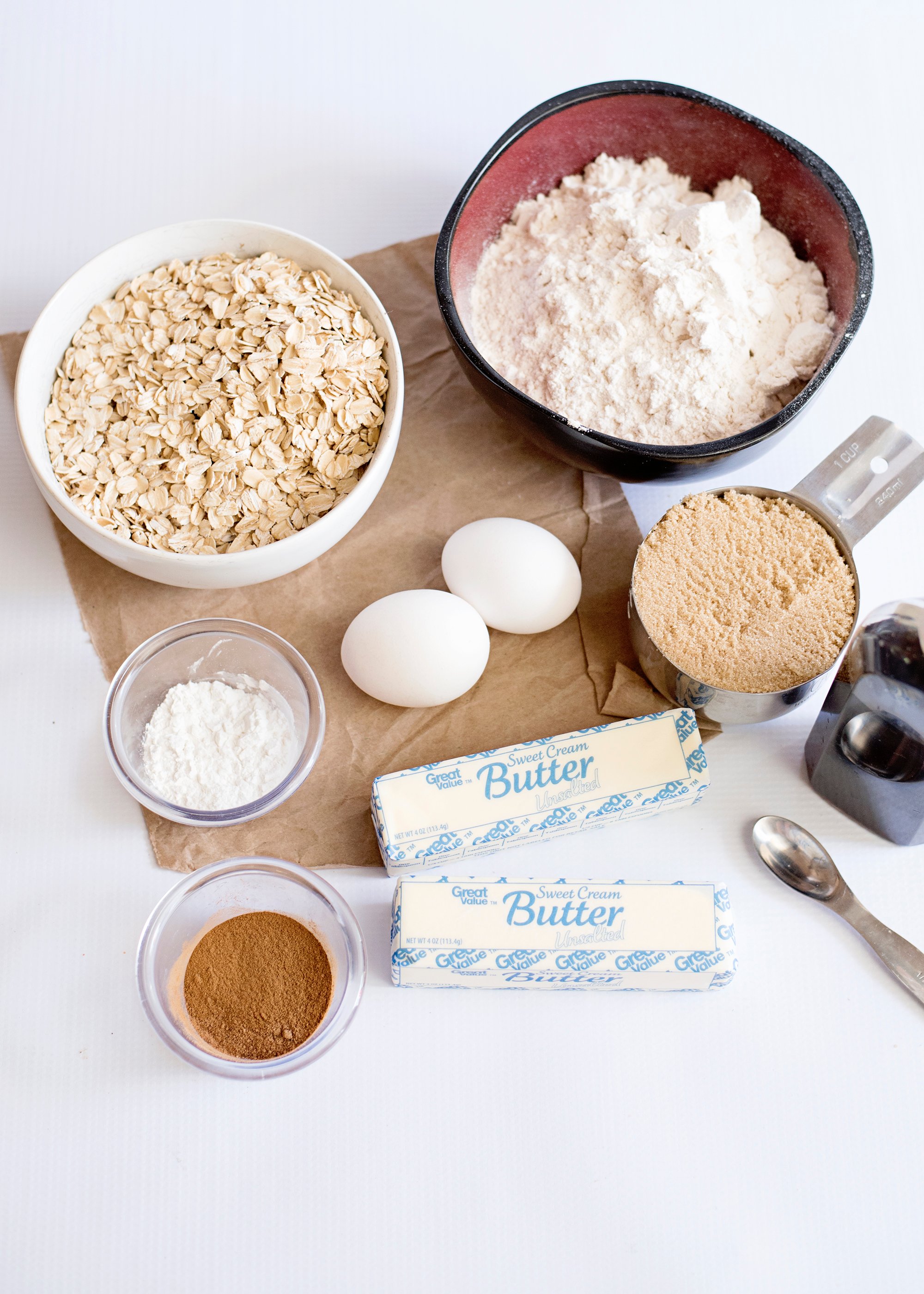 ingredients for easy oatmeal cookies