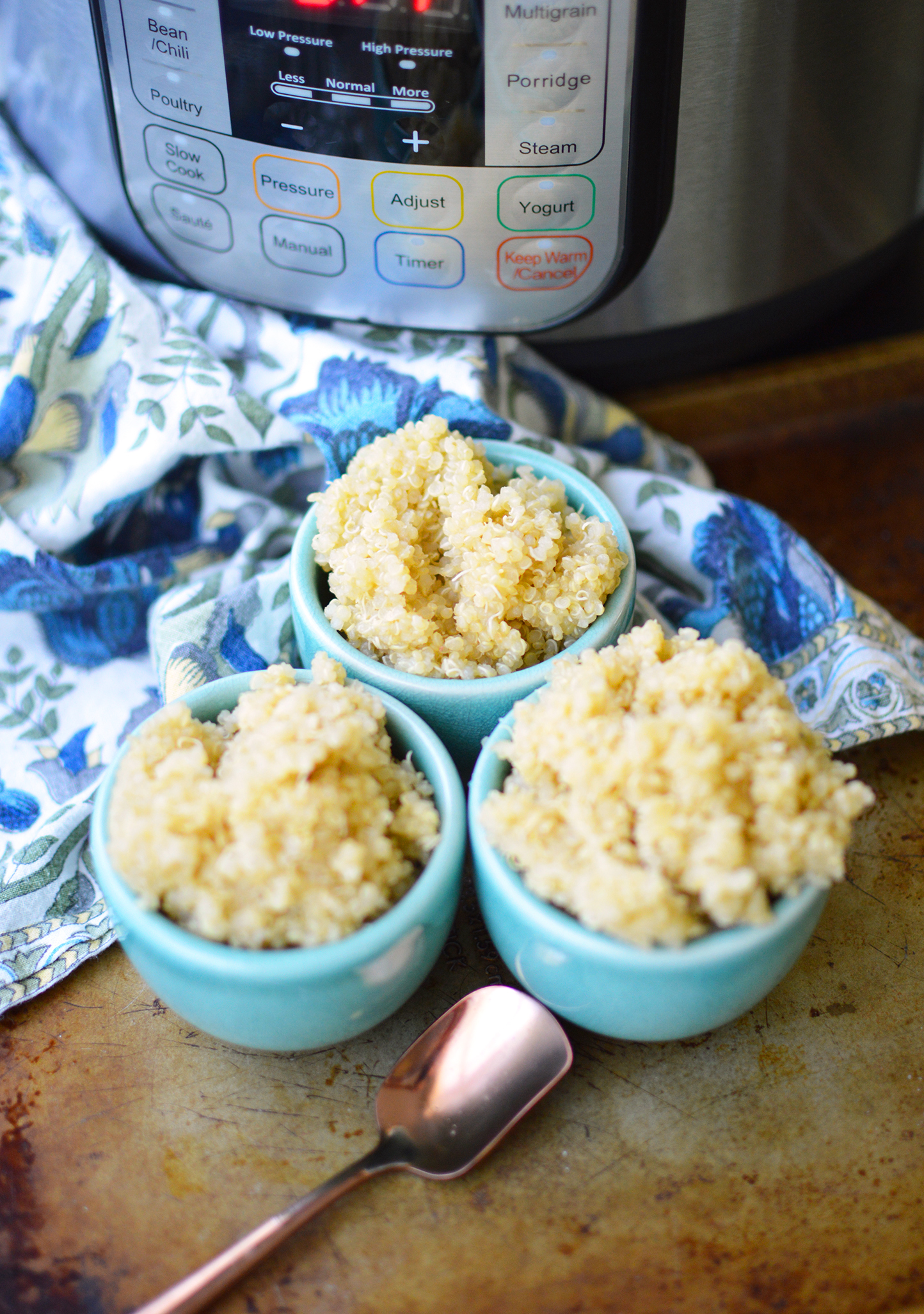 Three bowls of Instant Pot Quinoa