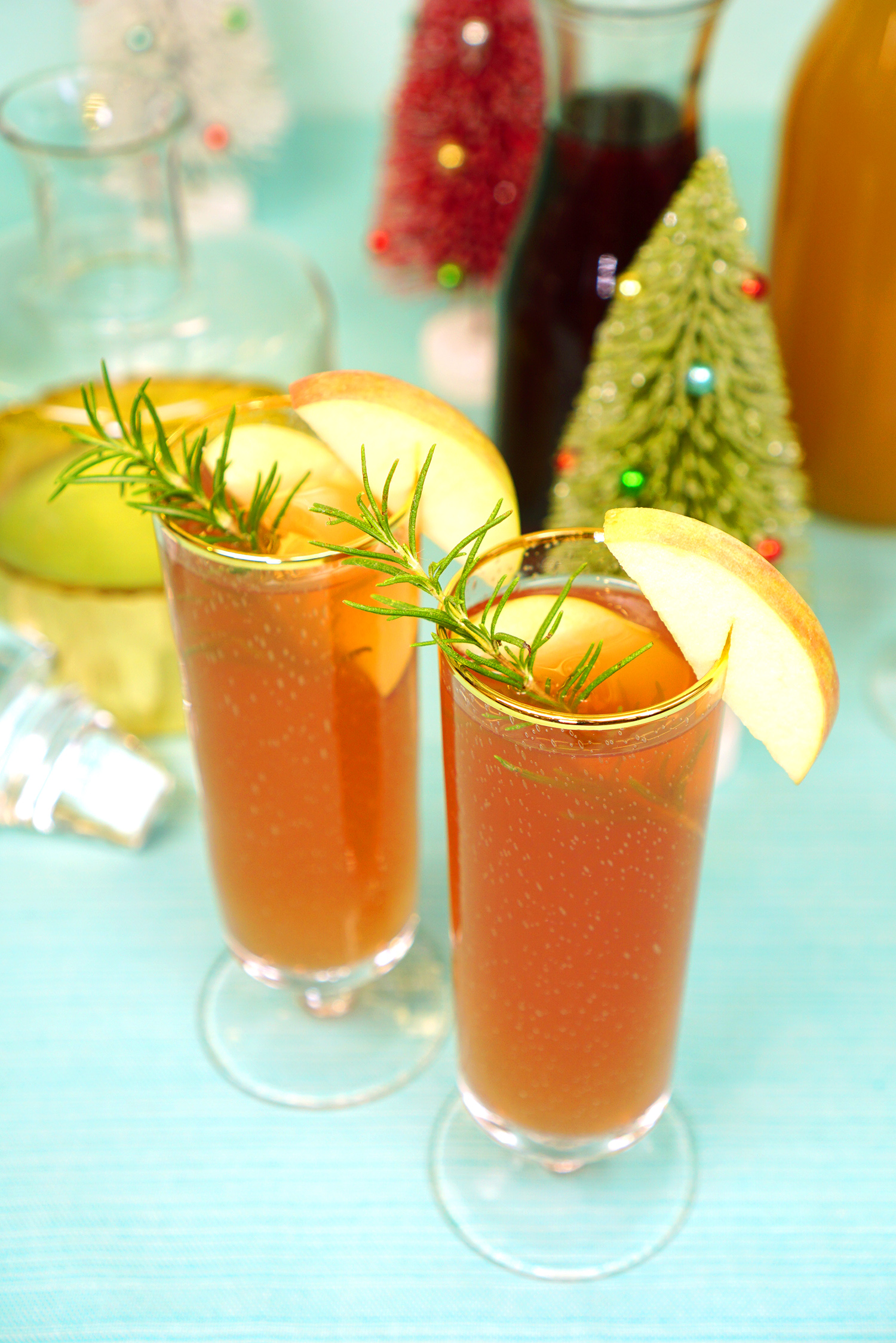 the best mimosas garnished with an apple slice